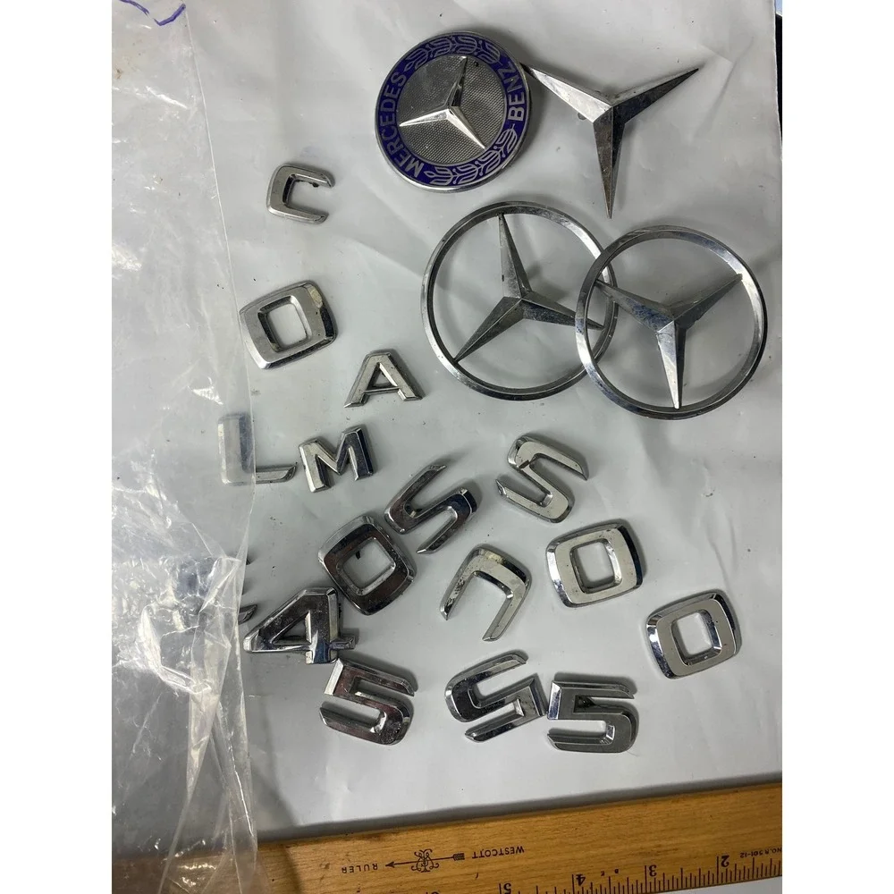 OEM Mercedes-Benz S-Class S550 4MATIC Chrome Emblems & Star Badges‎ Lot